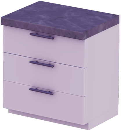 Datei:Weiße Küchentheke, drei Schubladen und schwarze Marmoroberfläche.png