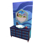 Spiegel und Mosaikspüle