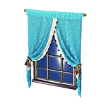 Fenster mit Satinvorhang