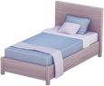 Blassblaues Einzelbett