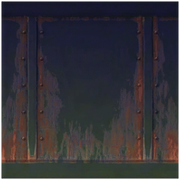 "Verrosteter Stahl und Aufkleber"-Tapete